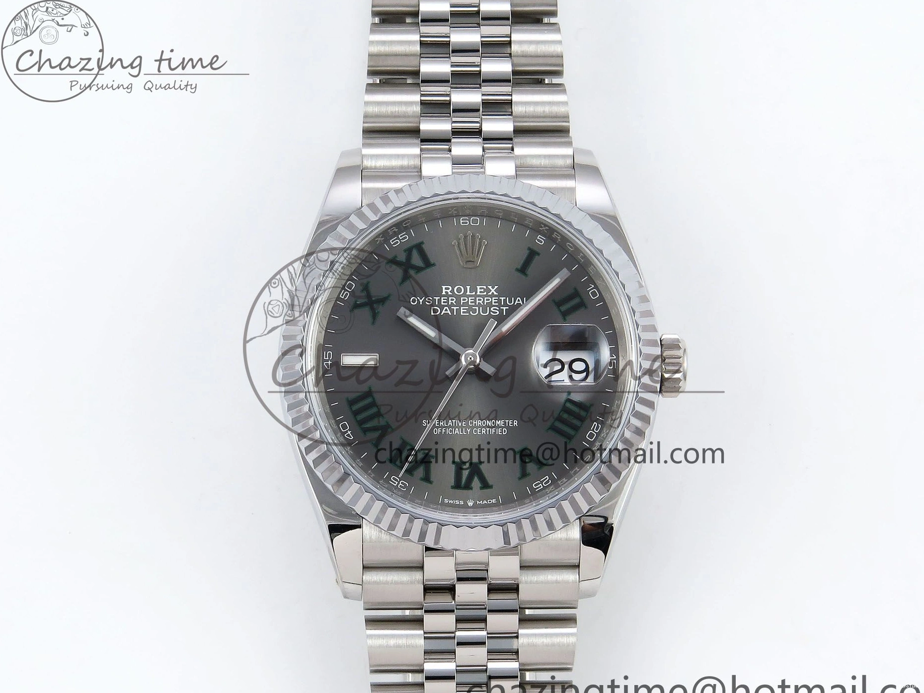 MiroTime 0313 Datejust 36mm 126234 904L Steel HGF 1:1 Best Edition Gray Dial Green Roman on SS Bracelet VR UrbanChic 1476